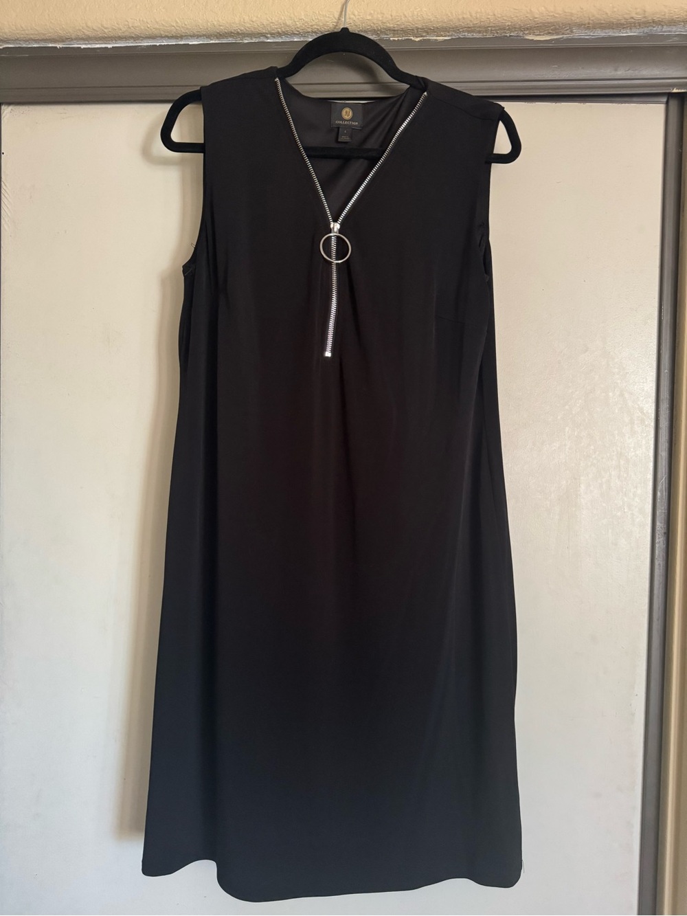 JM Collection Black Sleeveless Zip-Pull Dress